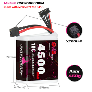 Batterie Li-ion GNB GAONENG <span class=keywords><strong>6S</strong></span> 4500mAh 22.2V 10C XT60 Molicel 21700 P45B pour bateaux, voitures et drones RC - Product Image 3