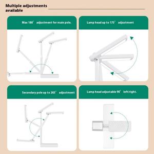 Petite lampe LED pliable avec horloge de lecture et clip, rechargeable, idéale pour dortoir, bureau ou chambre d'étudiant - Product Image 4