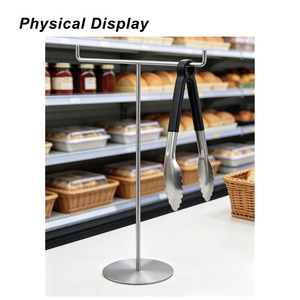 不锈钢t形食品夹支架超市面包夹台面面包夹展示架收纳盒 - Product Image 4