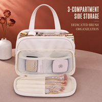 Sac cosmétique personnalisé en PU, grande capacité, 8 compartiments, porte-pinceaux multi-poches, trousse de maquillage de voyage, vente en gros, usine OEM