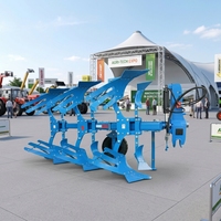Potente Aratro Reversibile a 3 Furchi Pioneer, Montato su Trattore Diesel da 120 CV, Garanzia di 1 Anno, per Grandi Operazioni Agricole