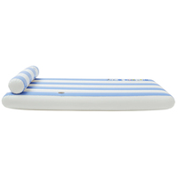 Flotteur de piscine Lilo gonflable à rayures bleu ciel en PVC épaissi-radeau en plastique durable avec appui-tête pour enfants adultes fête de natation