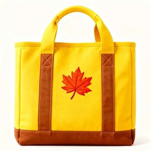 Bolsa de Lona con Ribete en Contraste y Bordado Floral para Mujer, Ideal para Compras Diarias o Regalos - Product Image 2