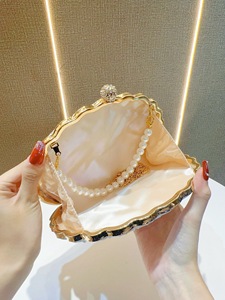 Fashion Shell Pleated Pearl <b>Clutch</b> Bag Women <b>Wedding</b> Evening bags Chain Shoulder Handbag Luxury Ladies party Evening Bag - Product Image 5