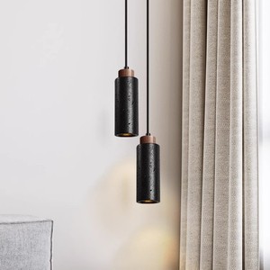 Luminaire suspendu en travertin noir, rond, à LED, à tête unique, éclairage pour chambre d'hôtel - Product Image 2