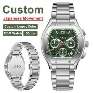 Reloj Cronógrafo para Hombre FOKSY con Logotipo Personalizado - Movimiento de Cuarzo Japonés VD53, Correa de Acero Inoxidable, Se Acepta OEM/ODM - Product Image 1