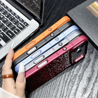 Casing Ponsel Mewah Berhias Rhinestone untuk iPhone 13 14 15 16 17 18 Pro Max Kristal Bling Tombol Berkilau Matte Pelindung Penutup Belakang