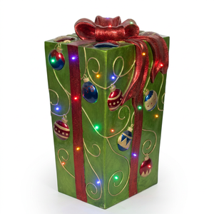 Square Green Gift <b>Box</b> with LED Lights - Product Image 1