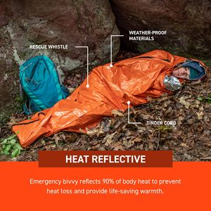 Saco de dormir térmico de Mylar aluminizado de supervivencia de emergencia impermeable al aire libre <span class=keywords><strong>Bivvy</strong></span> Back con silbato - Product Image 4