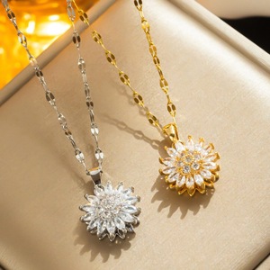 <span class=keywords><strong>Collar</strong></span> de Acero Inoxidable con Colgante <span class=keywords><strong>Giratorio</strong></span> de <span class=keywords><strong>Girasol</strong></span> de Circonita Cúbica al por Mayor, <span class=keywords><strong>Collar</strong></span> con Colgante <span class=keywords><strong>Giratorio</strong></span> de <span class=keywords><strong>Girasol</strong></span> Antiestrés - Product Image 2