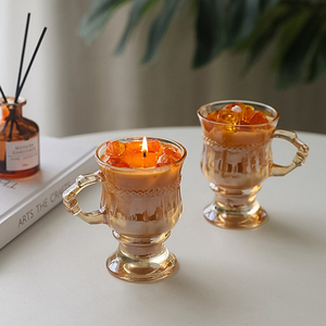 เทียนหอมกลิ่นกาแฟธรรมชาติ AIKUN คุณภาพสูง บรรจุในแก้วทรงโกเบลต์ ทำจากขี้ผึ้งถั่วเหลืองสีขาว เหมาะเป็นของขวัญสำหรับเพื่อน - Product Image 1
