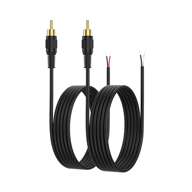 RCA Speaker Wire Adapter Cable Gold Plated Connectors Tinned Bare Ends 20AWG Copper Conductor Black PVC Jacket Red/White