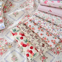 Tissu sergé en pur coton de 160 cm, motifs floraux champêtres, résistant à l'abrasion, épais, pour vêtements de garçons et literie