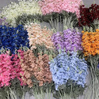 B-709 Grosir Bunga Sutra Pink Terang Delphinium Buatan Tangkai Tunggal 2 Cabang Ranting Panjang Bunga Delphinium Buatan