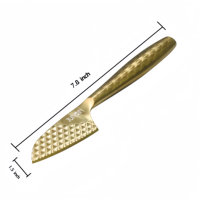 Couteau à fromage élégant en acier inoxydable doré martelé, ensemble de 3 pièces portable et coffret cadeau de luxe pour les amateurs de fromage