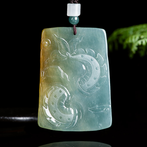 Pendentif Amitabha Bouddha en Jade de Qualité Naturelle A, Plaqué Or et Argent, Style Hiphop, Faux Jade Bleu Eau Jaune Dragon Divin, Haut de Gamme - Product Image 3