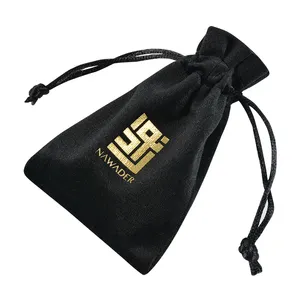 Luxe Logo Armband Sieraden Make Up Cosmetische Verpakking Gift Koord Bag Custom Gedrukt Flanel Fluwelen Zakje Fluwelen Zakje