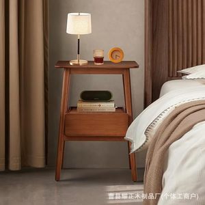 Factory direct sales of modern minimalist brown round <b>table</b>, <b>compact</b> open <b>bedside</b> <b>table</b>, suitable for small spaces in living - Product Image 5