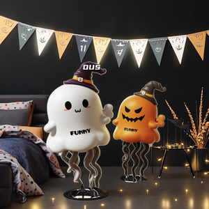 Poupée en peluche fantôme d'Halloween, jouet mignon avec tentacules effrayants, coussin brodé en coton PP, décoration d'Halloween en polyester effrayant - Product Image 1