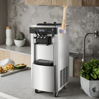 Machine à glace molle et yaourt glacé professionnelle en acier inoxydable, état neuf, avec engrenages, pour la préparation de lait, eau et ingrédients fruités