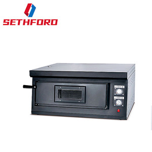 Horno eléctrico comercial de Pizza con piedra de cerámica, encimera de una sola cubierta, Color negro, 60x60cm - Product Image 1
