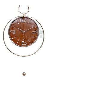 Nordic Minimalist Wall <b>Clock</b> Red Face <b>Silver</b> Frame Silent Analog Battery Powered Living Room Decorative Round <b>Clock</b> - Product Image 5