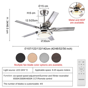 Quạt trần bằng thép không gỉ có đèn 52 inch, kiểu nhà nông thôn, có đèn và điều khiển từ xa, kiểu <span class=keywords><strong>rustic</strong></span>, quạt đèn 42/48 inch - Product Image 2