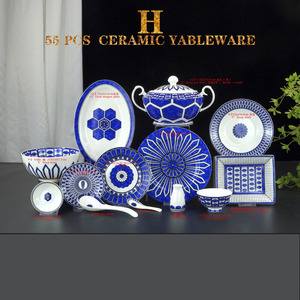 <span class=keywords><strong>Service</strong></span> <span class=keywords><strong>de</strong></span> vaisselle en céramique bleu et blanc, vaisselle <span class=keywords><strong>de</strong></span> luxe en <span class=keywords><strong>porcelaine</strong></span> pour 6 personnes, <span class=keywords><strong>service</strong></span> <span class=keywords><strong>de</strong></span> thé et <span class=keywords><strong>de</strong></span> dîner, coffret cadeau pour mariage et maison - Product Image 3
