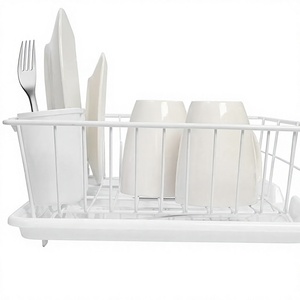 Escurridor de Platos de Alambre Blanco con Bandeja de Drenaje, Escurridor de Cocina de un Solo Nivel para Tazas, Platos y Tazones - Product Image 3
