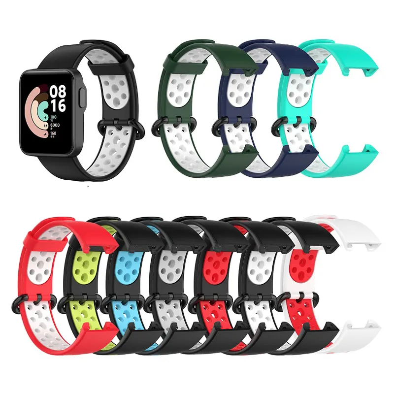 Pulseira Macia Para Xiaomi Mi Watch Lite Respirável Dupla Cor Sport Strap Substituição Para Relógio Redmi Silicone Watch Band