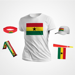 Flagnshow vente en gros vente chaude Ghana produits de fans de football logo personnalisé drapeaux casquette lunettes de soleil masque pour les fans de football de football - Product Image 5
