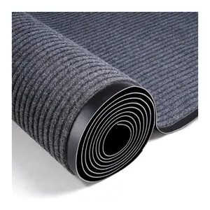 Wholesale ribbed carpet rolls non slip front door mat indoor outdoor entrance waterproof PVC commercial stripe door mat