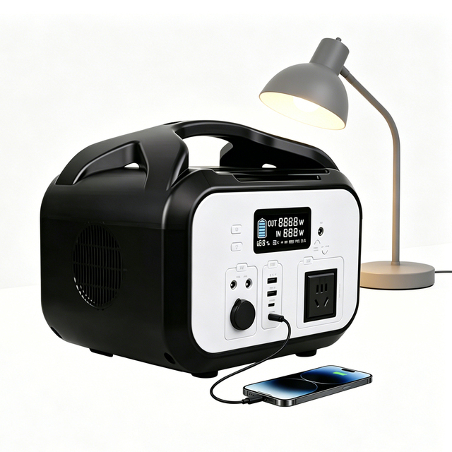 600W 576Wh Pure Sine Wave MPPT Solar Portable Power Station with Wireless Charging Flashlight RV Port Portable Power Supply