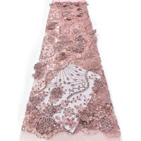 NI.AI 2026 Tissu de dentelle française de luxe Aso Ebi perlé avec paillettes, tissus de dentelle perlée à paillettes du Nigeria, matière pour mariée et soirée