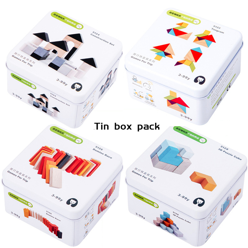 Houten Brain Iq Training Puzzel In Tin Box Tellen Speelgoed Voor Kids Wiskunde Math Diy Speelgoed