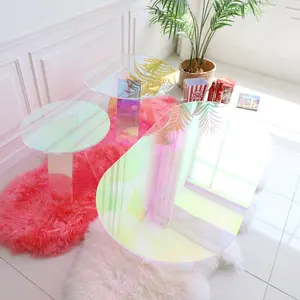 2021 Factory Logo gedruckt Hot Selling Luxuriöse Regenbogen Farbe Acryl Couch tisch im Heimgebrauch