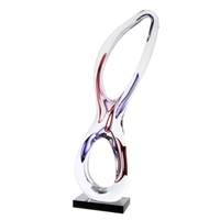 Sculpture en verre abstraite en forme de boucle infinie, cristal soufflé à la main avec rayures tricolores, objets décoratifs pour centre de table de hall d'hôtel