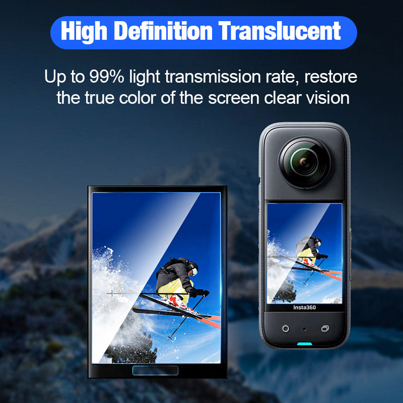 For Insta360 X3 Accessories 9H Hardness Curved Surface Tempered Glass Film Screen Protector