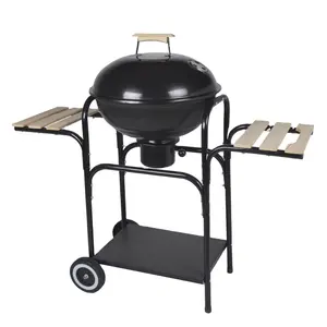 Trolley Barbecue Grill Outdoor Garden Portable Charcoal Barbeque Bbq Kettle Grill