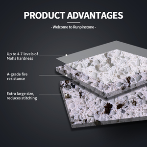 RUNPIN Gepolijste Kwarts Steen Grote Plaat Kunststeen Bekleding Wandpanelen Moderne Stijl Aanrechtbladen Badkamerbladen Tafelbladen - Product Image 2