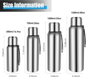 Wholesale Thermoses Bullet Vacuum Flask Thermal Gym <b>Cup</b> 500ML Insulated Sport Bottle 304 Stainless Steel With Strap - Product Image 2