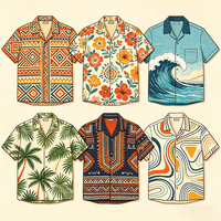 Chemise Hawaïenne Personnalisée OEM pour Homme avec Logo, Coupe Ample, Col Camp, Imprimé Floral, Manches Courtes, Vente en Gros