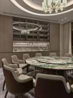 Vente flash - Table à dîner en pierre moderne haut de gamme pour hôtel et appartement, ensemble de chaises de salle à manger en cuir de luxe