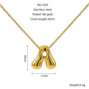 Collar de Acero Inoxidable Chapado en Oro de 18k con Letras de Burbuja Lisas, Joyería de Moda para <span class=keywords><strong>Mujer</strong></span>, Collar con Colgante de 26 Letras Inglesas, Venta al por Mayor - Product Image 6
