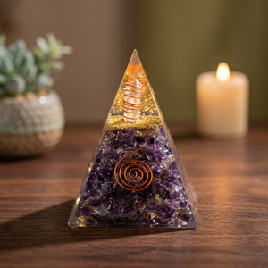 Pyramide d'orgonite en améthyste et cuivre, faite à la main, décoration d'arbre Chakra Reiki - Product Image 3