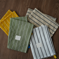 Essuie-tout de cuisine en coton et lin rayé, doux, absorbant, réutilisable, sans peluches, avec boucle de suspension pour le nettoyage domestique