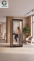 COMINE 2026 Cabine de bureau insonorisée moderne en bois pour une personne avec ventilation et éclairage LED pour hôtel et entrepôt