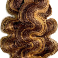 P4/27 Mèches de cheveux humains Body Wave avec mèches mèches ombrées brunes, 18, 20, 22 pouces