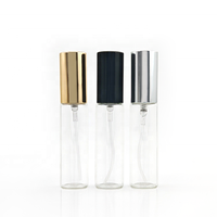Flacon de parfum cylindrique rond en verre fin 10 ml, format voyage, tube transparent avec vaporisateur pompe, sérigraphie pour sérum de soin de la peau