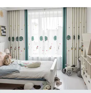 <span class=keywords><strong>Rideau</strong></span> de fenêtre YongHo moderne blanc brodé pour <span class=keywords><strong>chambre</strong></span> d'enfant, nouveau motif garçon dessin animé espace, avec voilages - Product Image 1
